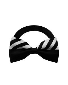 Black Half Stripe Bow Tie