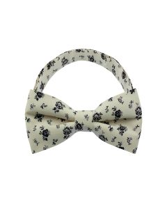 Cream Flower Pattern 1 Bow Tie