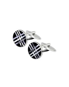 Cross Pearl Onyx Circle Cufflink