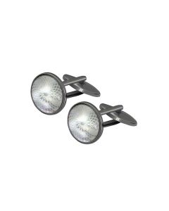 Wave Pearl Gun Metal Circle Cufflink