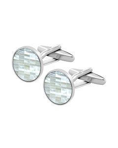 White Mosaic Circle Cufflink