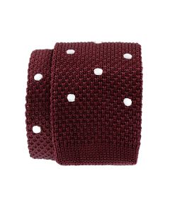 Slim Maroon Polka Dot Knit Necktie