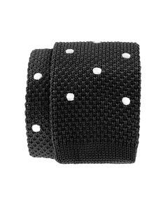Slim Black Polka Dot Knit Necktie