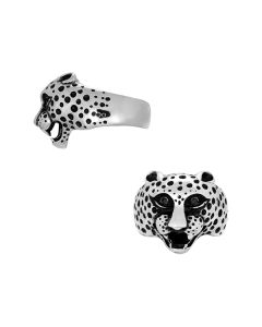 Black Crystal Leopard Head Ring