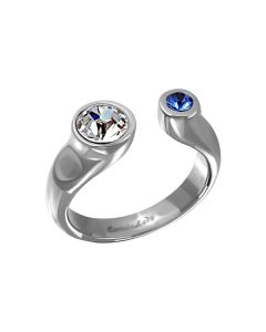 White & Dark Blue Crystal Ring
