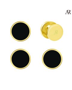 Glod Onyx Circle Tuxedo Studs