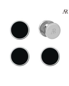 Black Onyx Circle Tuxedo Studs