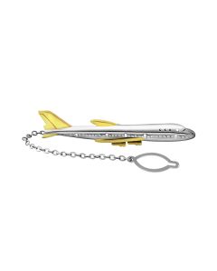 Silver Gold Airplane Tie Clip